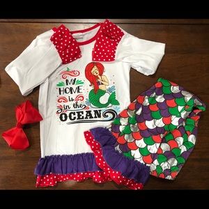 Adorable girls 3 pc mermaid set